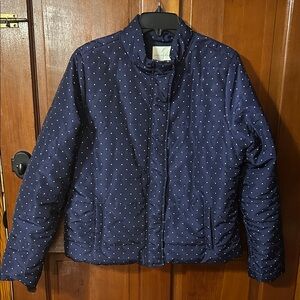 Copper Key Navy Polka Dot Puffer Jacket